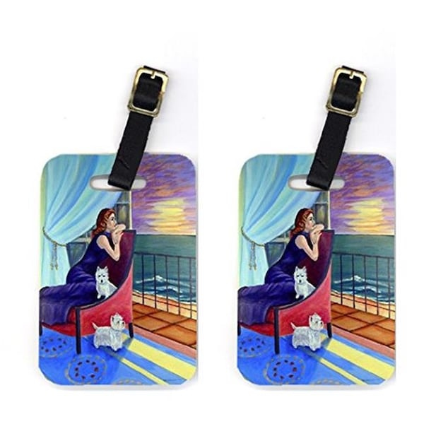 Carolines Treasures Carolines Treasures 7167BT Pair of 2 Lady with her Westie Luggage Tags 7167BT - main